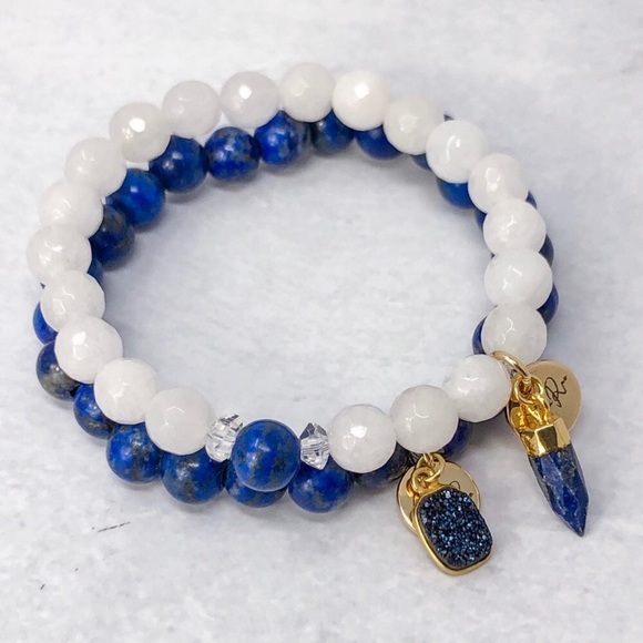 Set of Lapis • Jade • Natural Stone Bracelets - Picture 4 of 7
